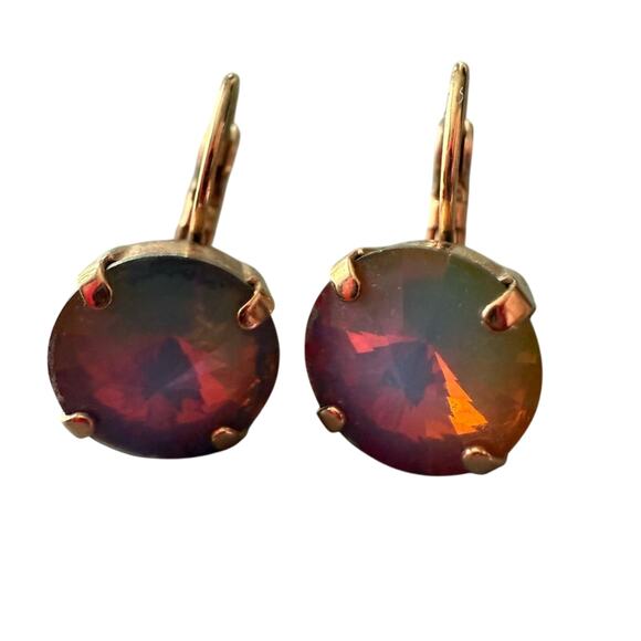 Sabika LIKE Gold Tone & Rose Gemstone Earrings - Picture 1 of 5